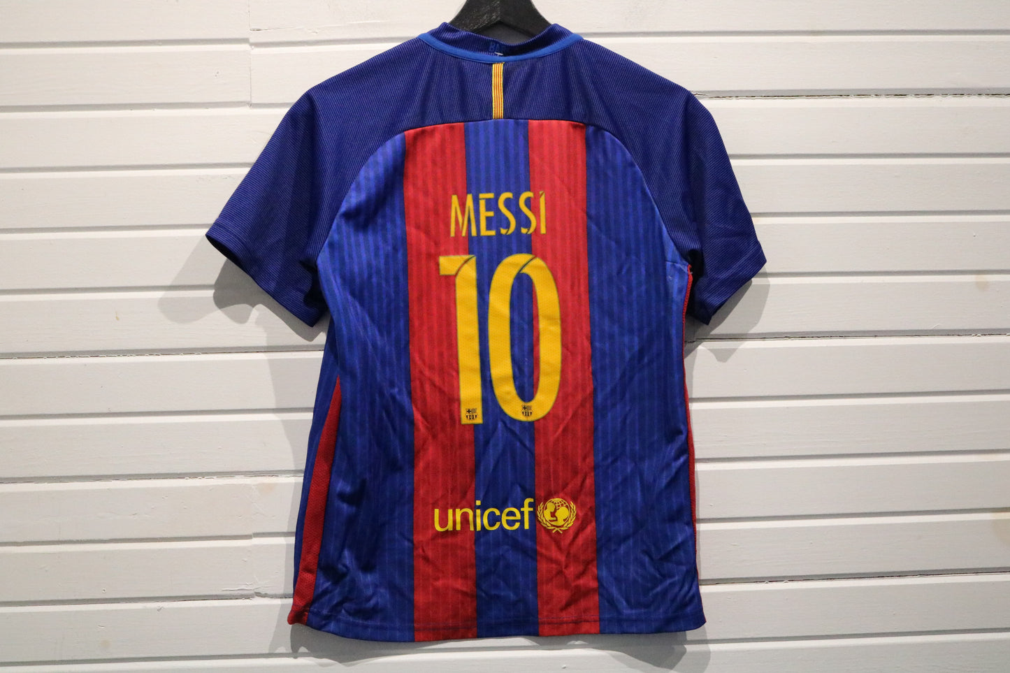 Barcelona Jersey | Vintage Messi 10 Striped Soccer Shirt | Unicef Back Print