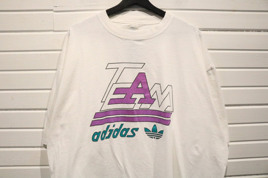Adidas T-Shirt | Vintage 90s Team Graphic Tee | Trefoil Logo Sports Shirt