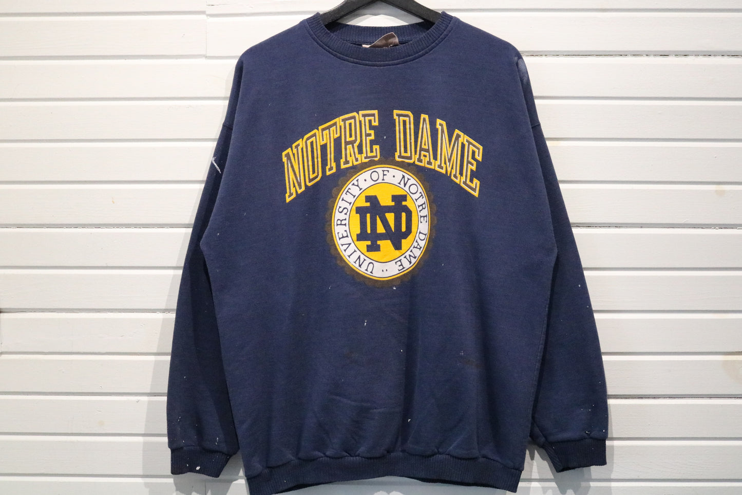 Notre-Dame Crewneck | Vintage 1990s University Graphic Sweatshirt | Navy Pullover