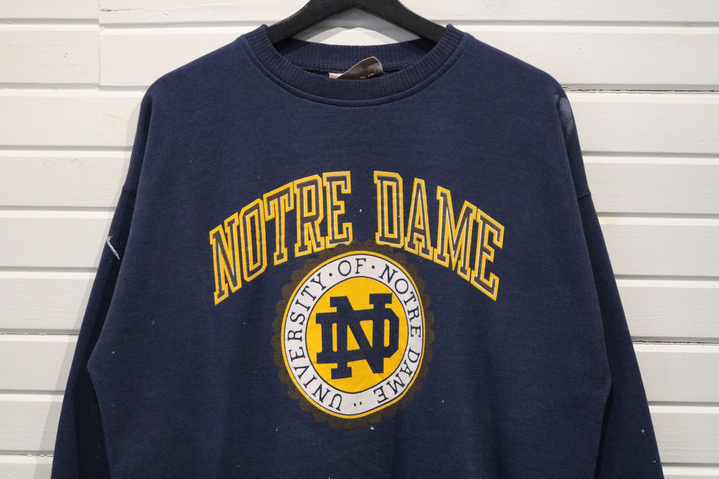 Notre-Dame Crewneck | Vintage 1990s University Graphic Sweatshirt | Navy Pullover