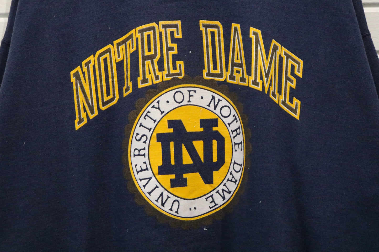 Notre-Dame Crewneck | Vintage 1990s University Graphic Sweatshirt | Navy Pullover