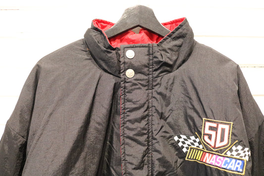 Chase-Authentics Jacket | Vintage NASCAR 50th Anniversary Color Block Racing Jacket | Embroidered Patches