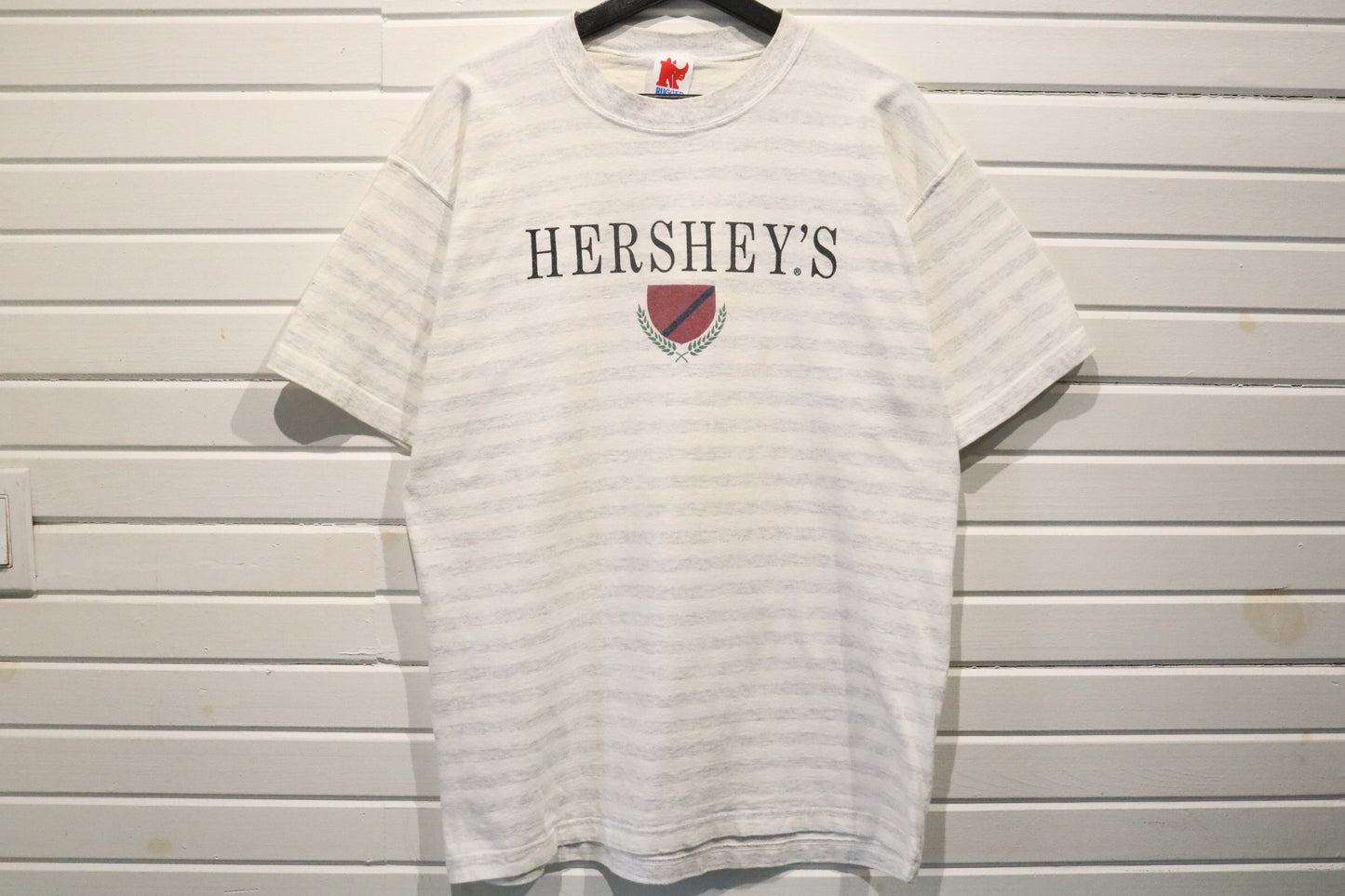 Hershey's T-Shirt | Vintage Heathered Striped Graphic T-Shirt | Chocolate Theme Souvenir Tee