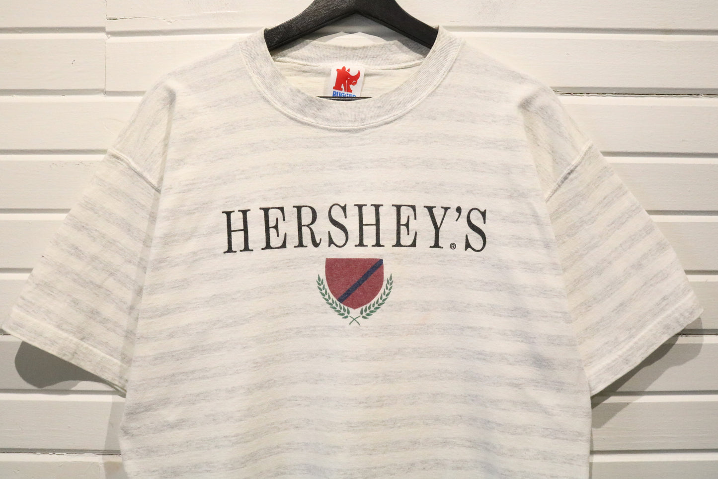 Hershey's T-Shirt | Vintage Heathered Striped Graphic T-Shirt | Chocolate Theme Souvenir Tee