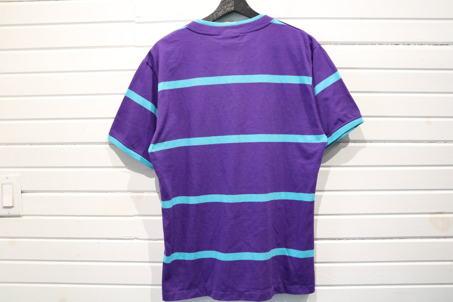 Crest T-Shirt | Vintage Purple Striped Tee | Casual Everyday Top