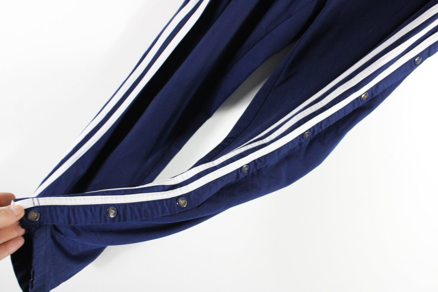 Adidas Track Pants / Windbreaker Tearaways Style Joggers / Stripe Logo / 70s Streetwear / Vintage Hip Hop Clothing / Blue