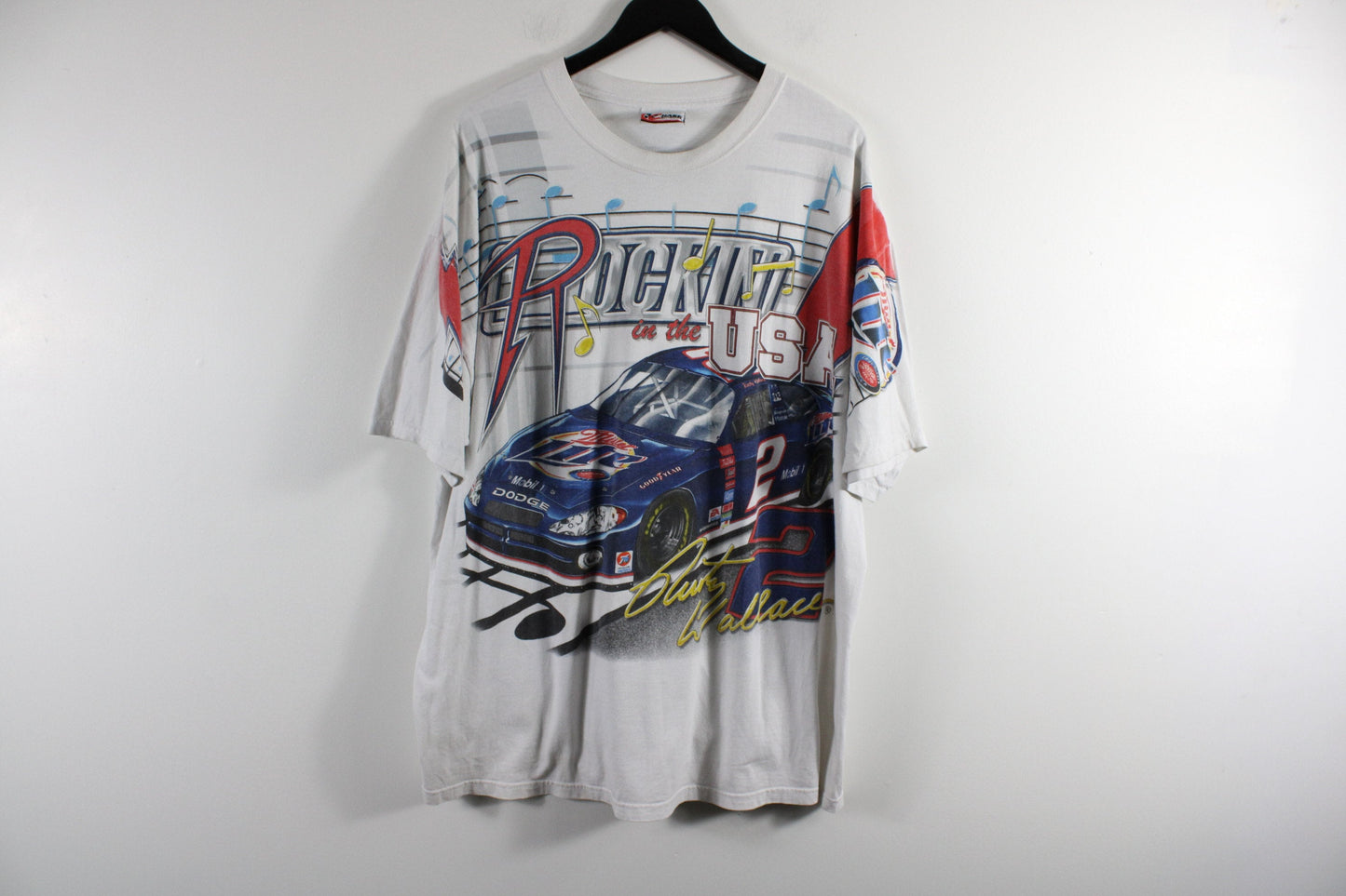 Nascar T-Shirt / Vintage Rusty-Wallace Racing Tee Shirt / Motor-Sports Speedway Race Car Graphic