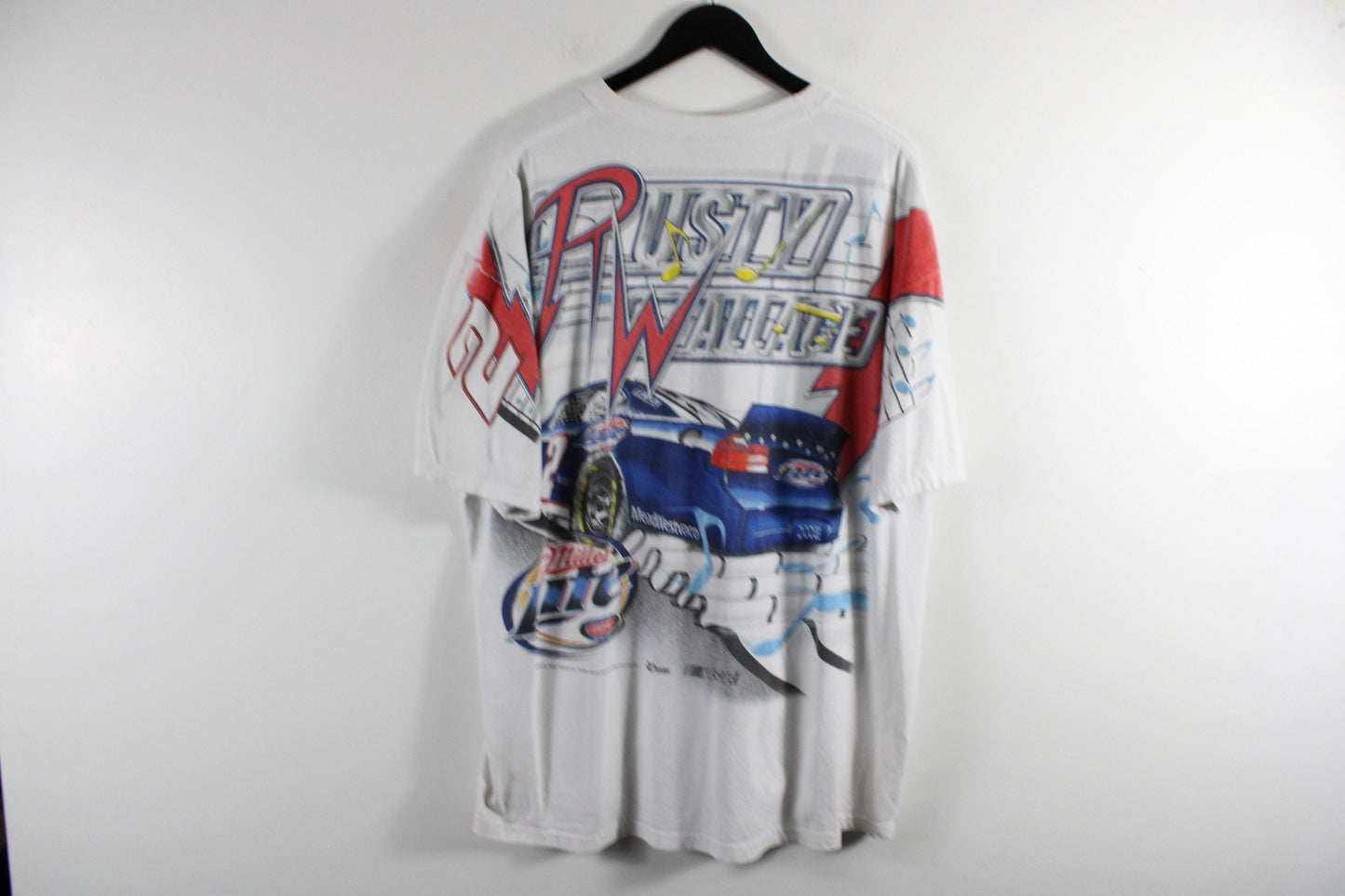 Nascar T-Shirt / Vintage Rusty-Wallace Racing Tee Shirt / Motor-Sports Speedway Race Car Graphic