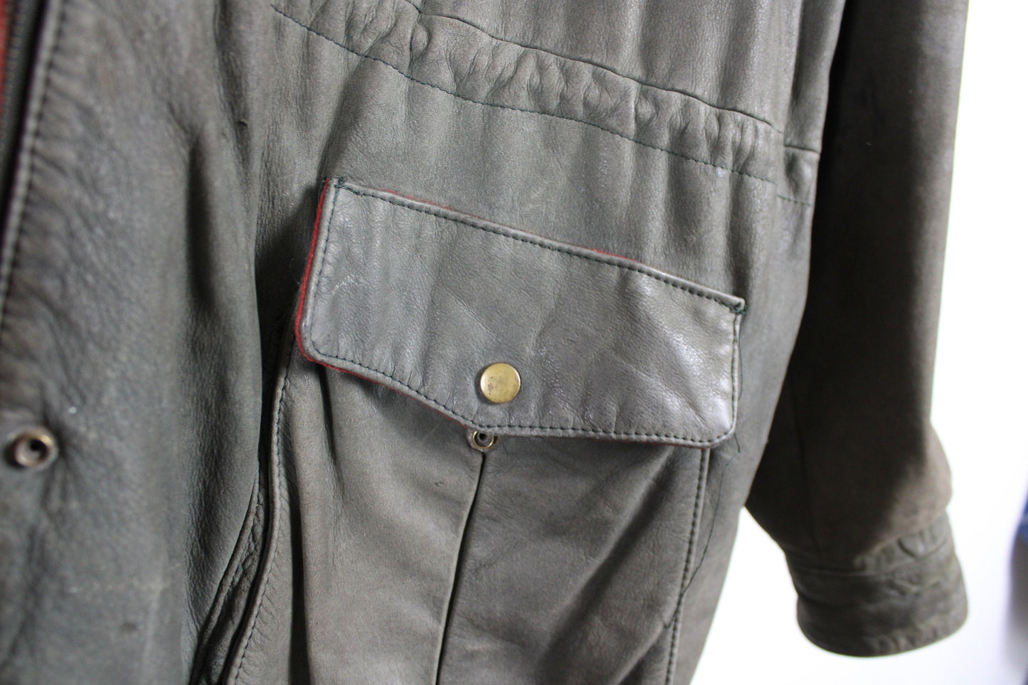 American-Eagle Waxed-Leather Barn-Jacket / Vintage Carpenter Work-Wear Utility Coat / Heavy Construction Clothing