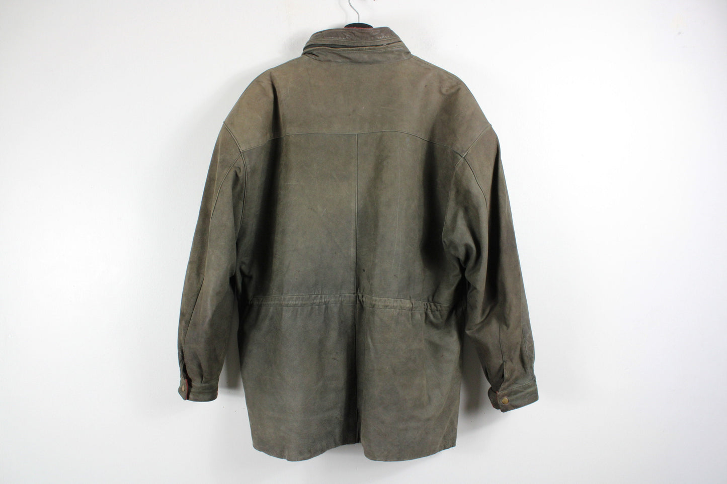 American-Eagle Waxed-Leather Barn-Jacket / Vintage Carpenter Work-Wear Utility Coat / Heavy Construction Clothing