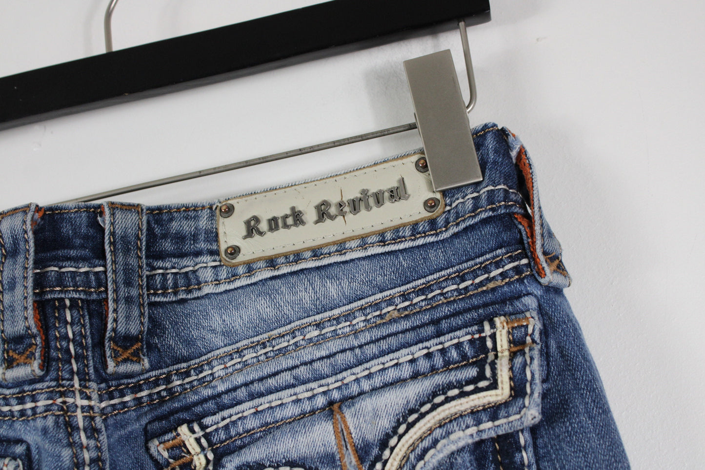 Rock-Revival Jeans / Vintage Denim Trouser / 2000's Y2K Streetwear Clothing / Dark Blue / Size 32