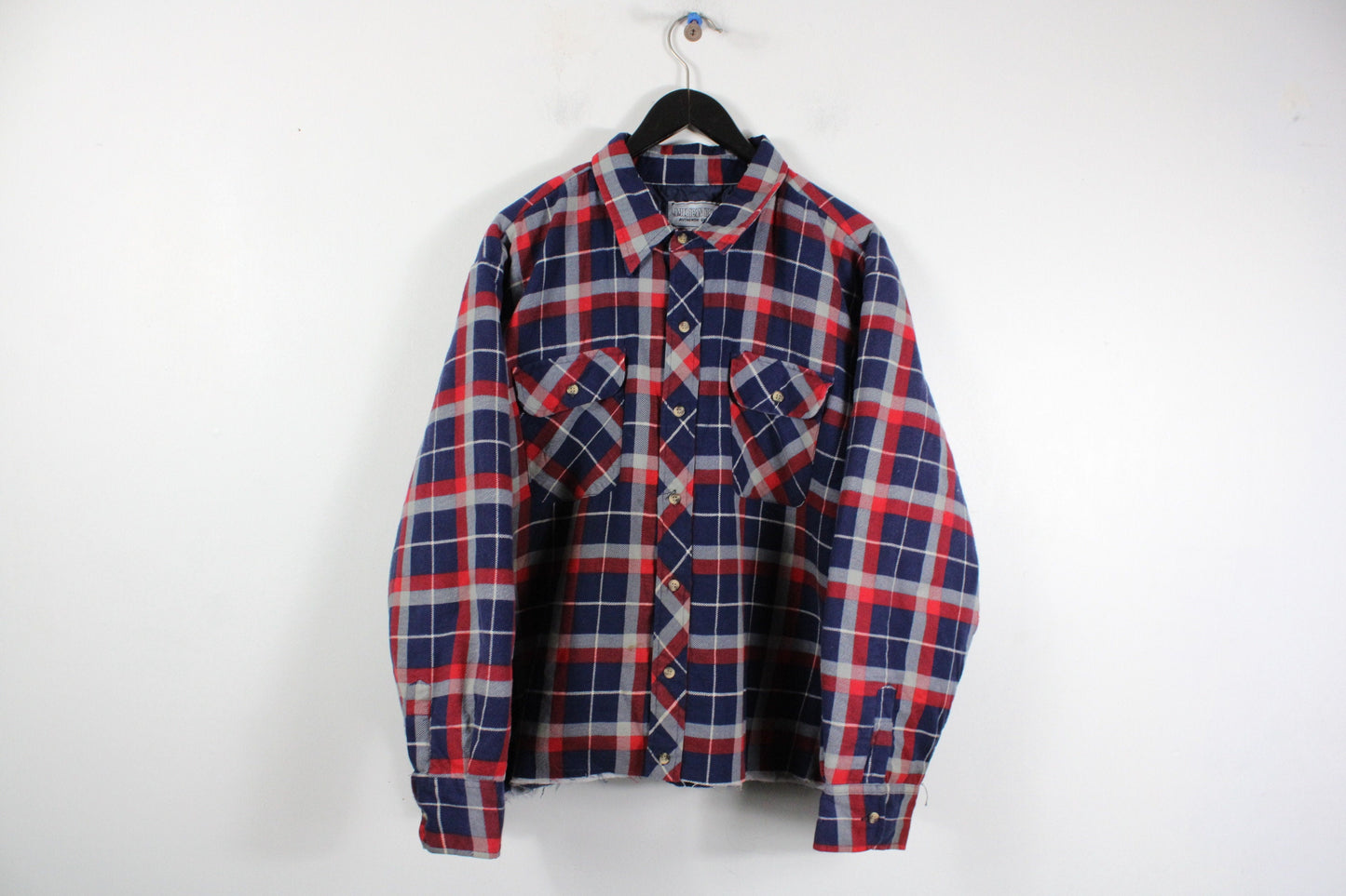 Cropped Barn-Field-Jacket / Vintage Plaid Carpenter Blanket-Lined Work-Wear Utility Chore Coat / Heavy Construction Clothing