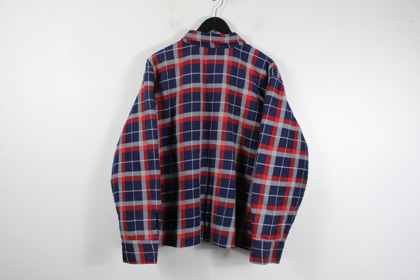 Cropped Barn-Field-Jacket / Vintage Plaid Carpenter Blanket-Lined Work-Wear Utility Chore Coat / Heavy Construction Clothing