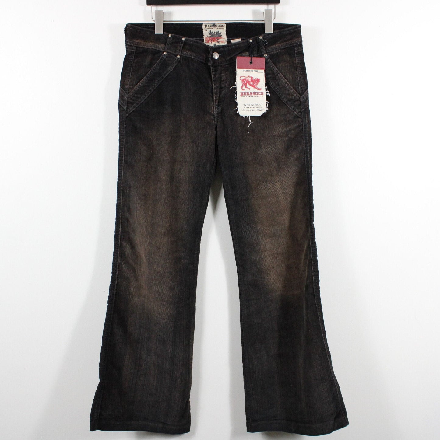 Parasuco Stacked-Jeans / Vintage Denim Flared Trouser / 2000's Y2K Streetwear Clothing / Size 34