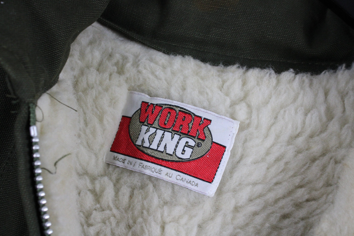 Work-King Detroit Chore-Jacket / Blanket Lined / Vintage Carpenter Work Wear Utility Bomber Coat / Heavy Construction Canvas Denim