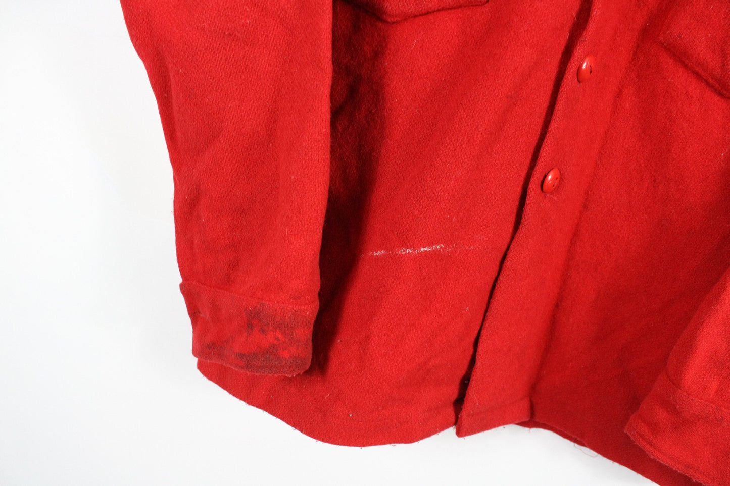 Ak-Jak Wool Jacket / Capote Coat / Bright Red Point Blanket Wool Pea-Coat / Vintage Made In Canada