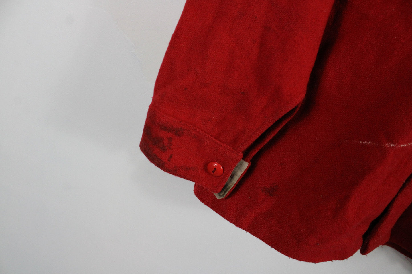 Ak-Jak Wool Jacket / Capote Coat / Bright Red Point Blanket Wool Pea-Coat / Vintage Made In Canada