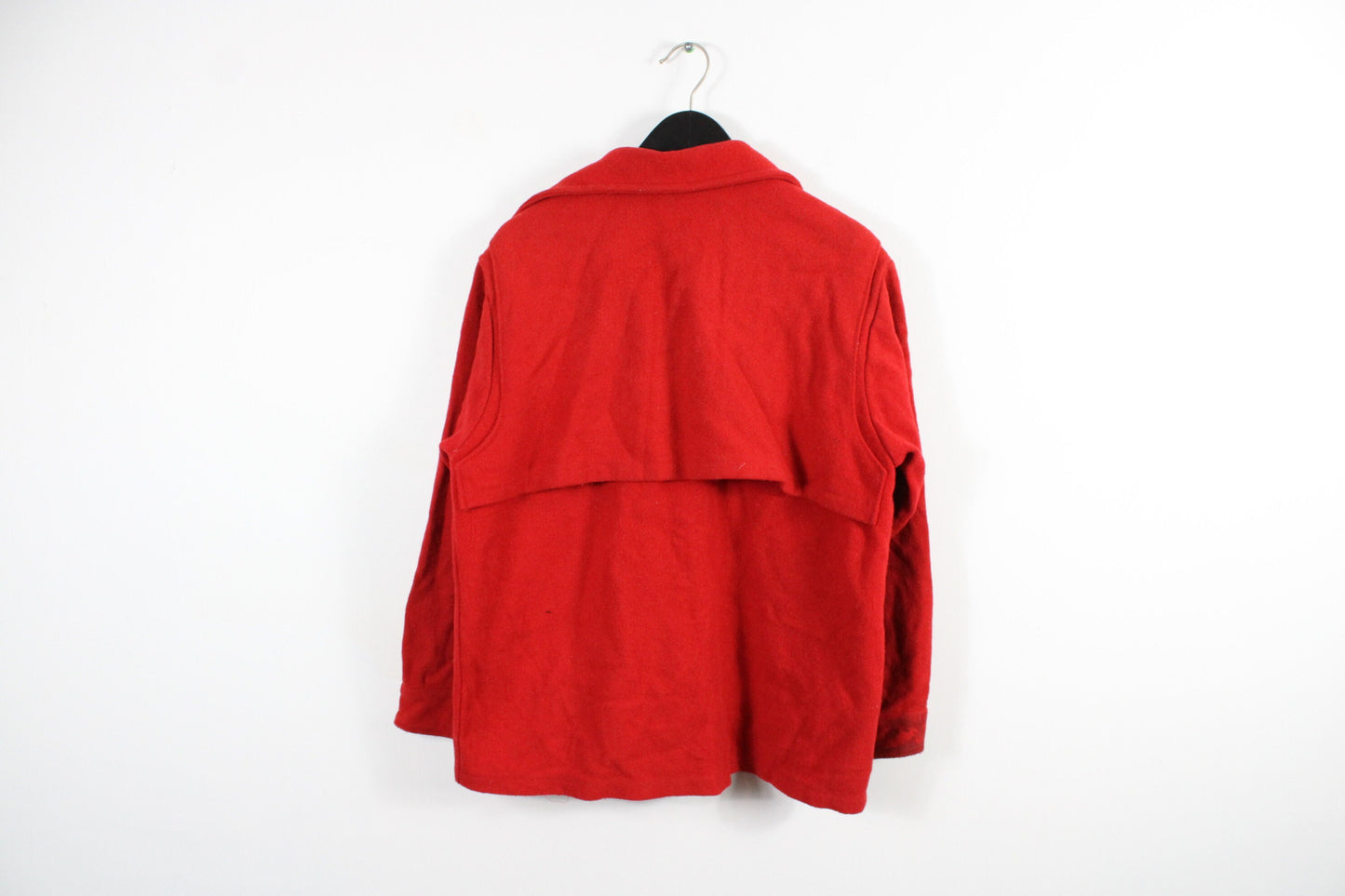 Ak-Jak Wool Jacket / Capote Coat / Bright Red Point Blanket Wool Pea-Coat / Vintage Made In Canada