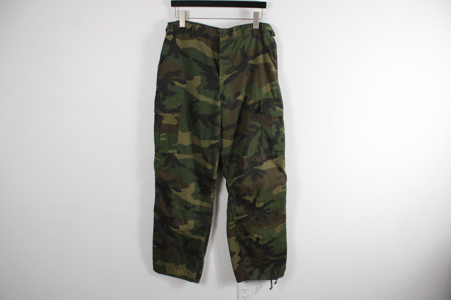 Vintage Camo Pants / Military Green Camouflage Combat Trouser / 90s Army Fatigue / 80s Surplus / 34 x 31