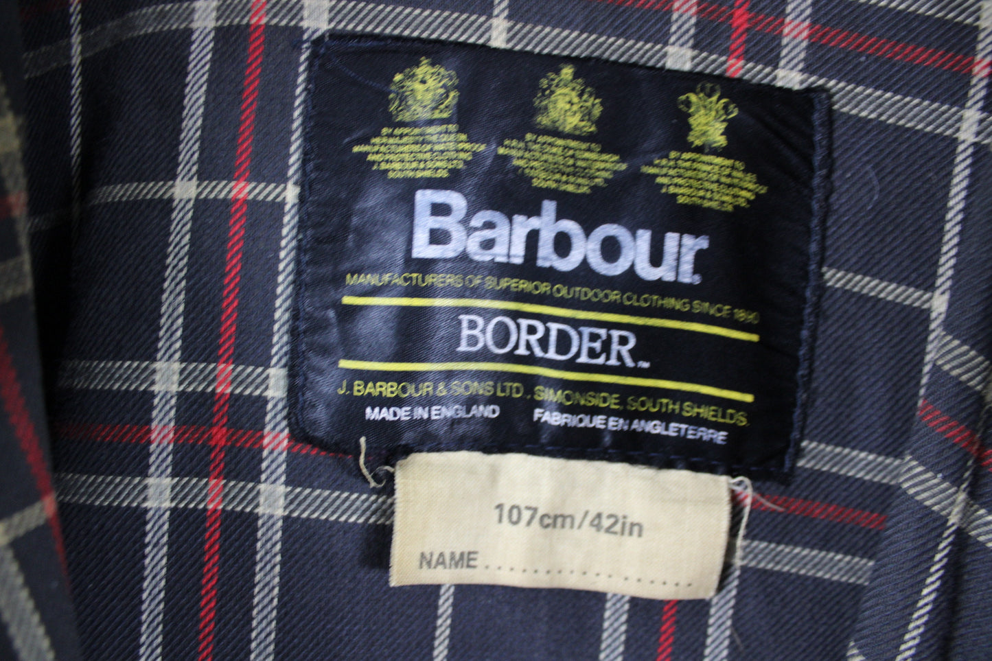 Barbour-Border Waxed-Leather Barn-Field-Jacket / Vintage Carpenter Work-Wear Utility Coat / Heavy Construction Clothing