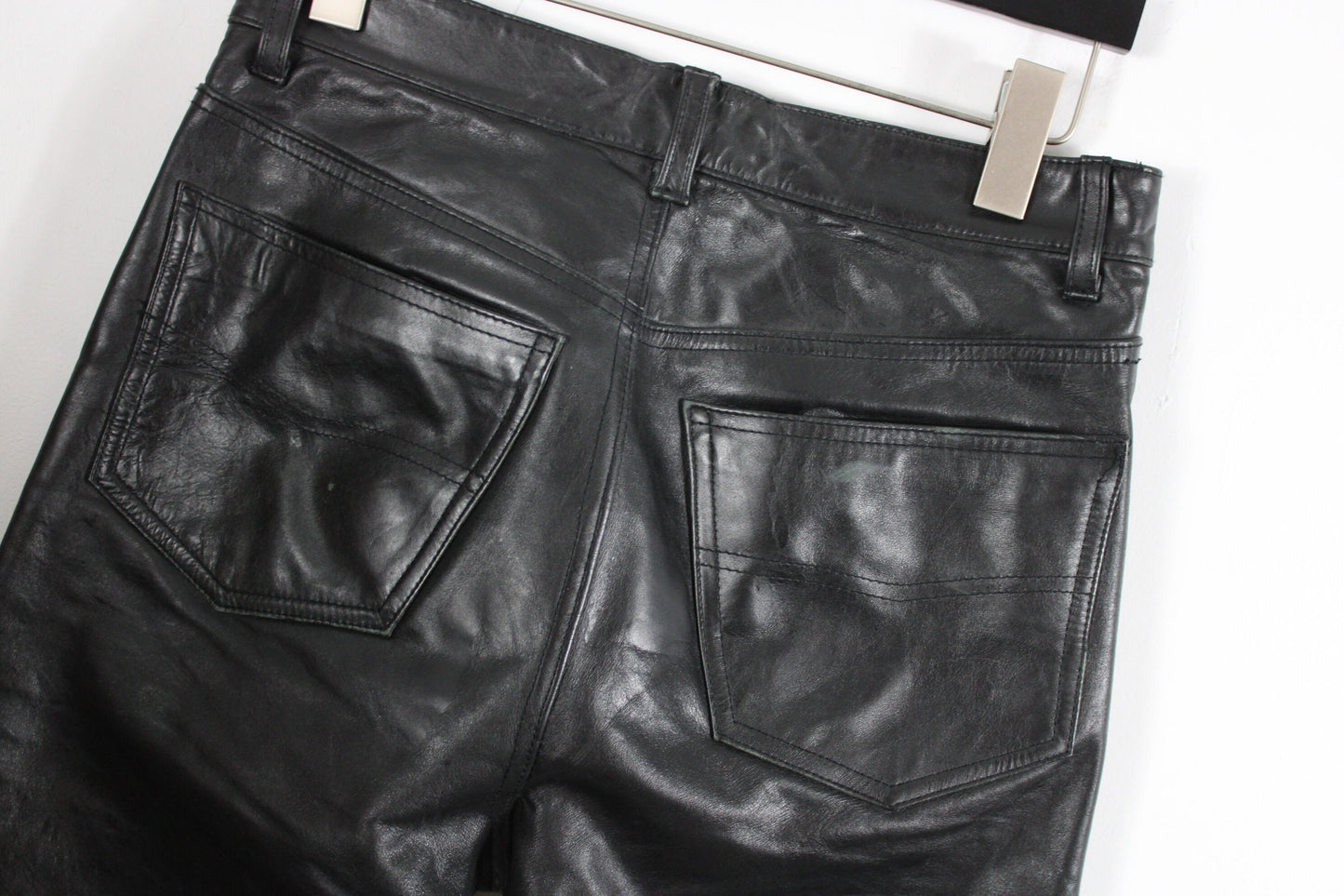 Pelle-Studio Pants / Vintage Genuine Leather Motorcycle Trousers / 70s-80s-90s Clothing / Jet Black