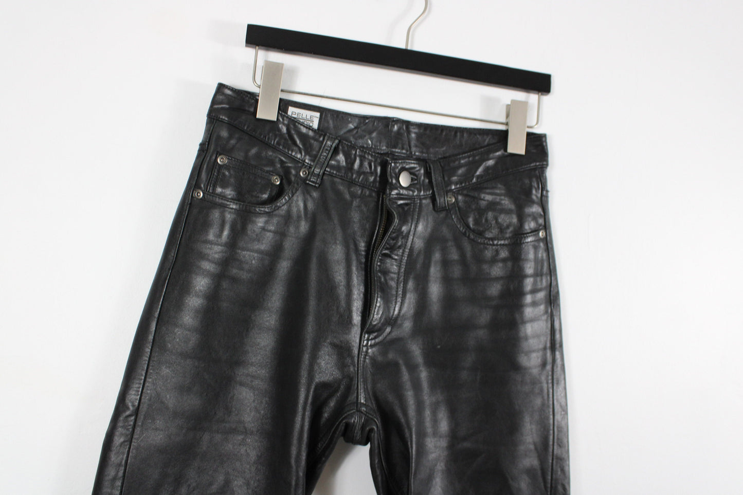 Pelle-Studio Pants / Vintage Genuine Leather Motorcycle Trousers / 70s-80s-90s Clothing / Jet Black