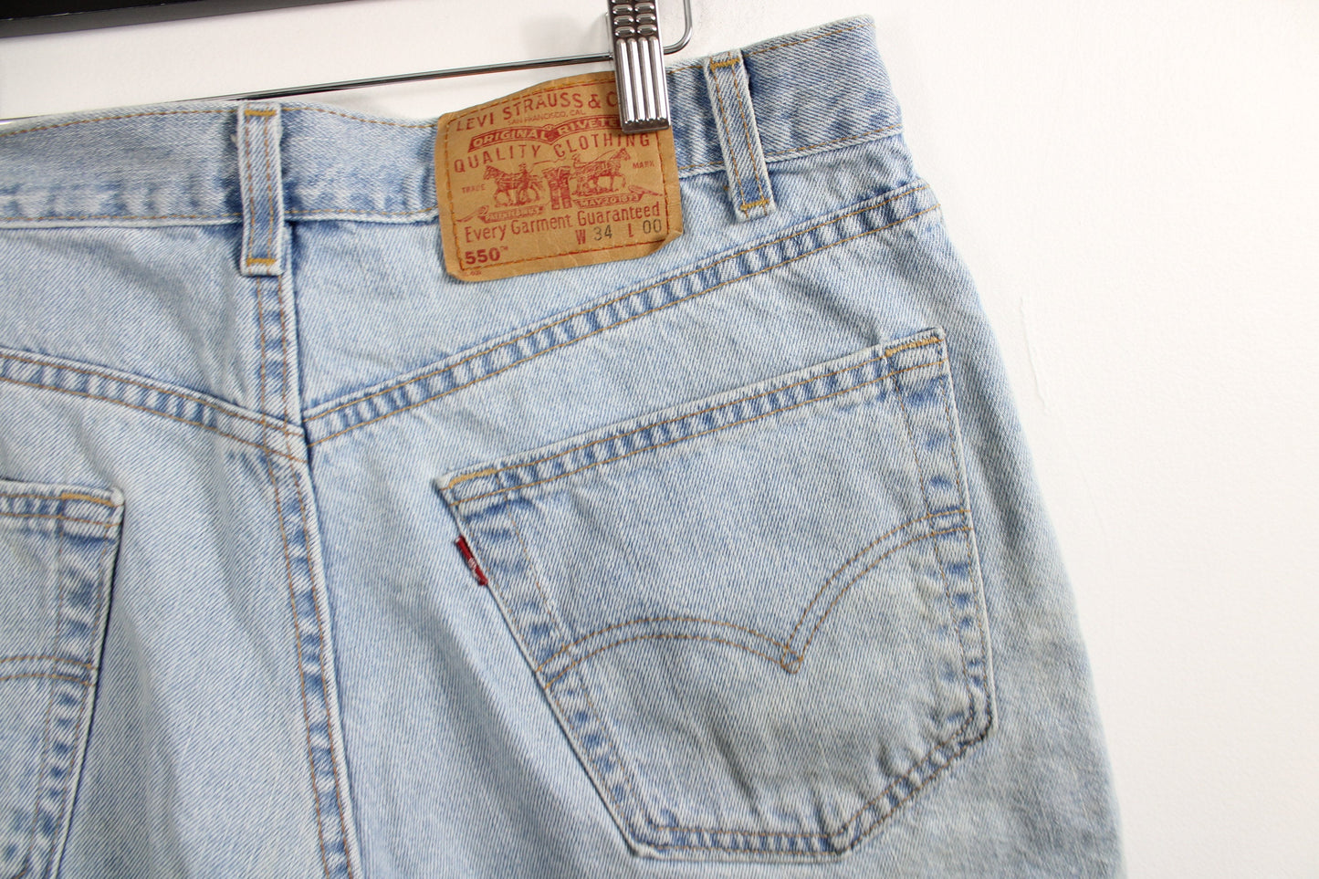 Levis 505 Jean Shorts / 90s Vintage Blue Levi's Strauss Denim Jorts Streetwear / Hip Hop Clothing / Size 34