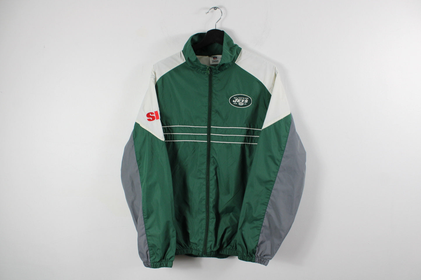 NY Jets Jacket / Vintage NFL Football Satin Coat / 90s Champion Sports Team Graphic