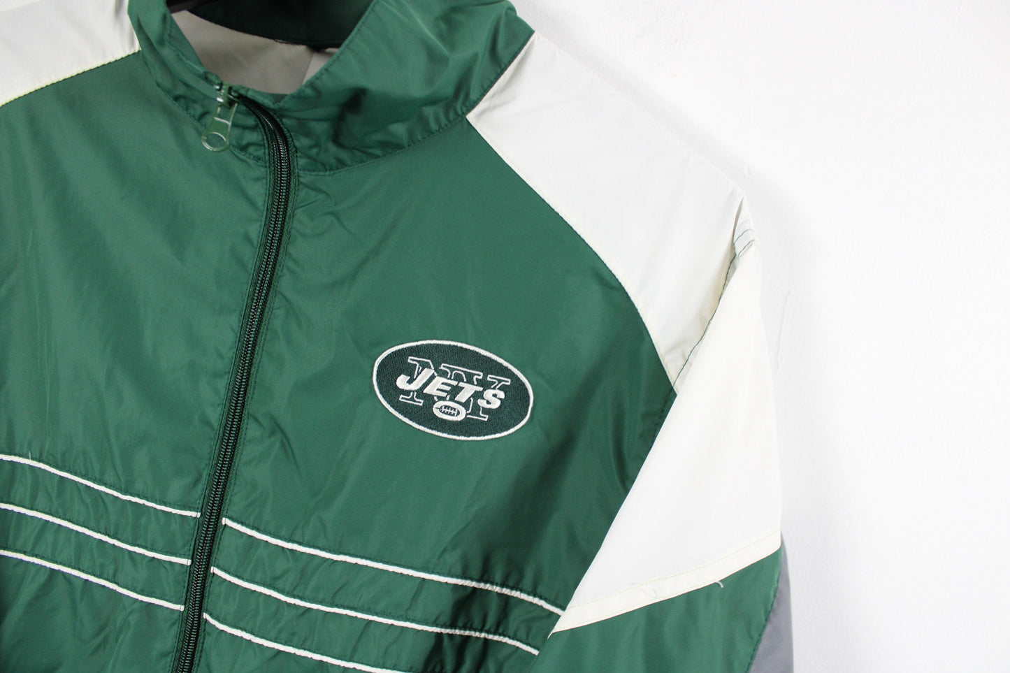 NY Jets Jacket / Vintage NFL Football Satin Coat / 90s Champion Sports Team Graphic