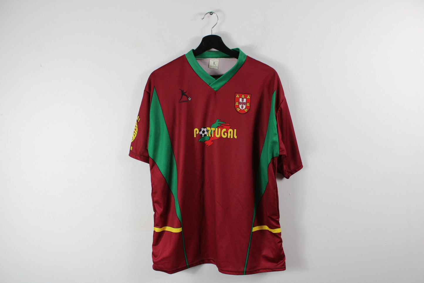 Portugal Soccer Jersey / Vintage Kalciomania Athletic Tee Shirt / 90s Soccer T-Shirt / Maroon And Green Top