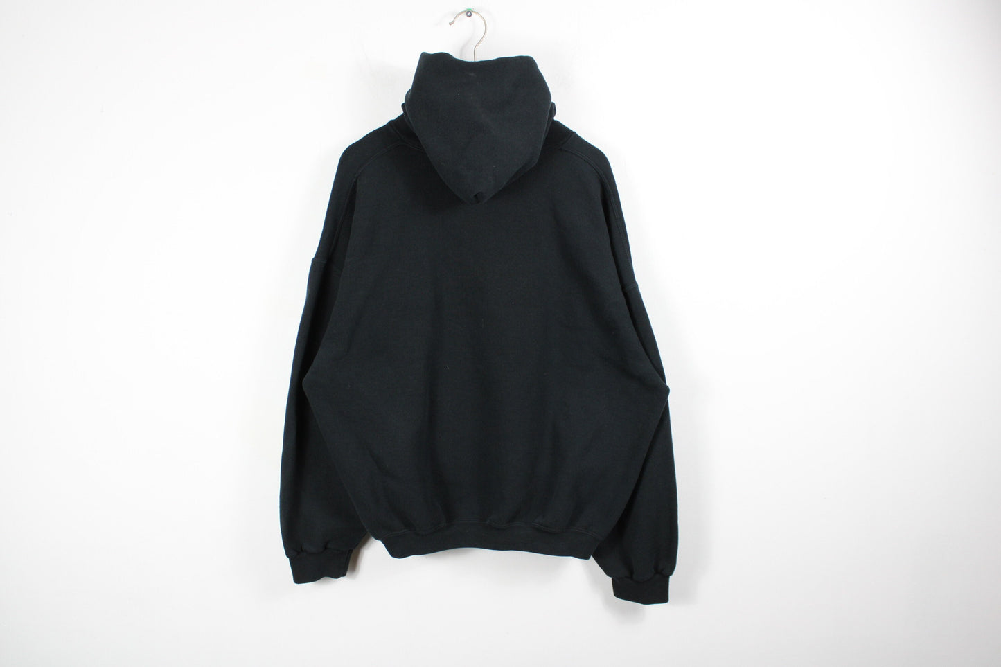 Russell Hooded Sweater / Vintage Blank Black Athletic Hoodie Sweatshirt / Pullover Promo Hoody / 90s Hip Hop Clothing / Streetwear