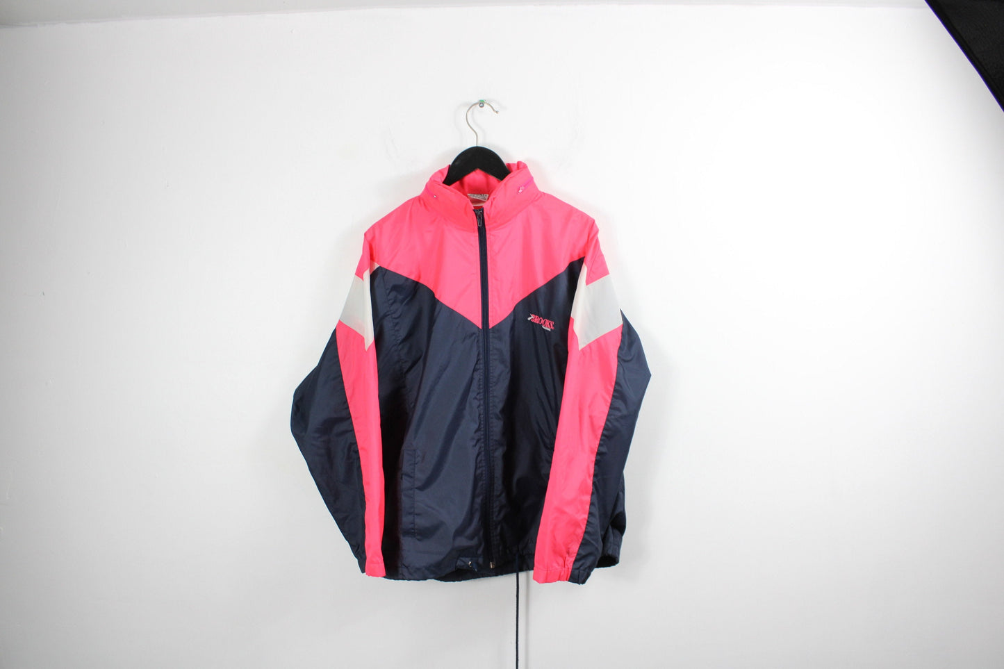 Vintage Brooks Windbreaker / Neon Anorak Zip-Up Shell Jacket / 90s Hip Hop Clothing / Streetwear