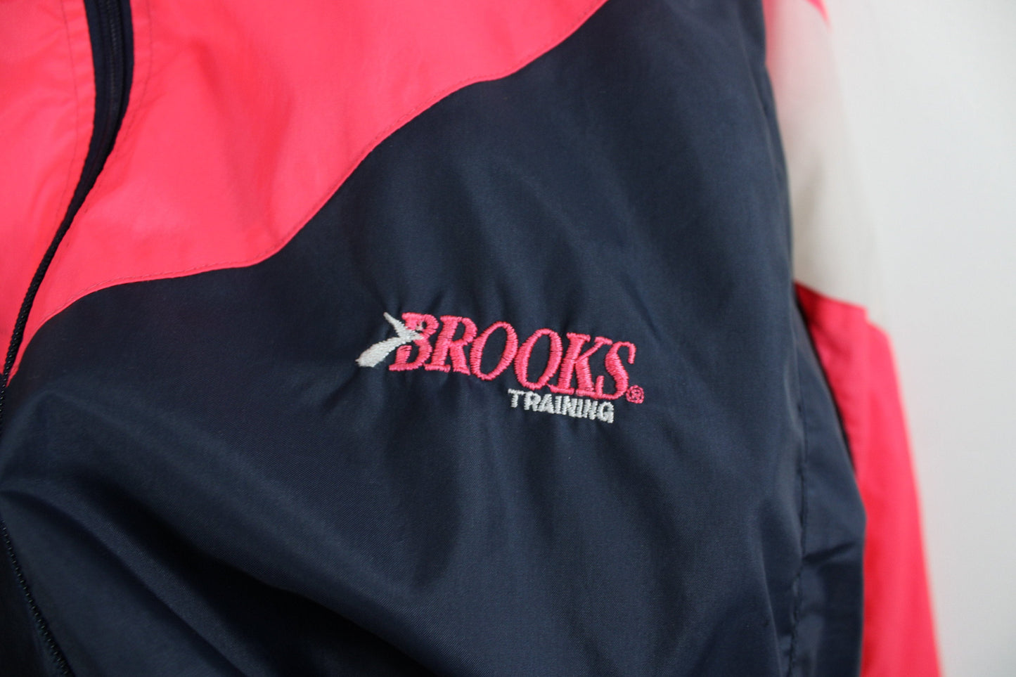 Vintage Brooks Windbreaker / Neon Anorak Zip-Up Shell Jacket / 90s Hip Hop Clothing / Streetwear