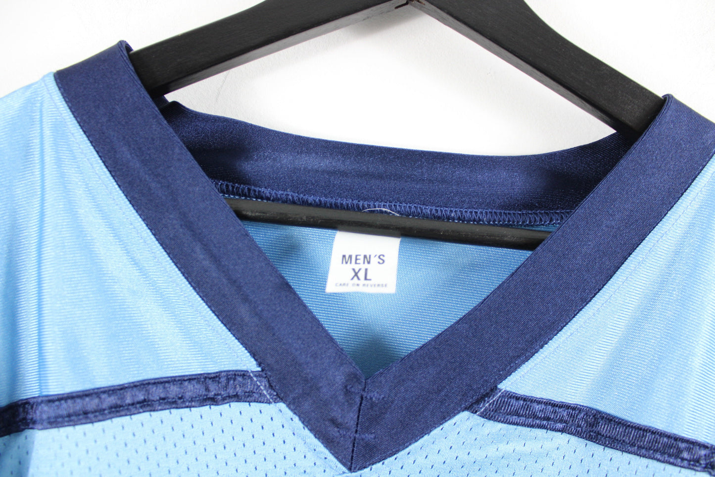 American-Football Jersey / Vintage Blue + White Cotton wash Shirt / 90s Sports Team Uniform