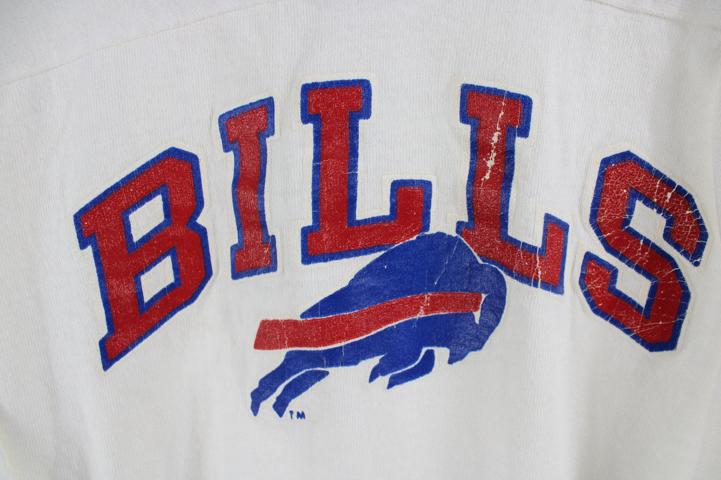 American-Football Bills Jersey / Vintage Champion White Cotton Wash Shirt / 80s Buffalo Sports Team Uniform