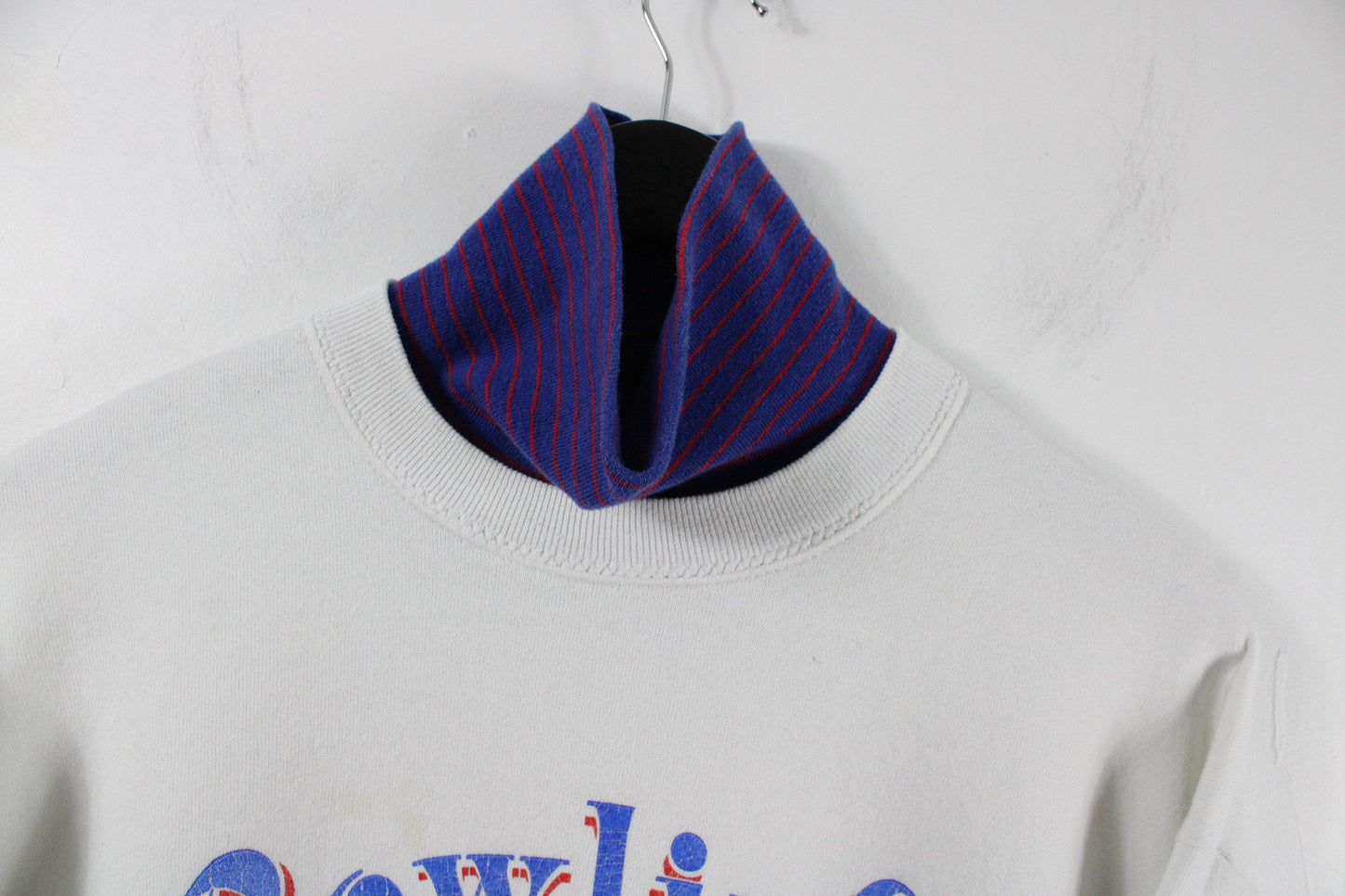 Vintage Bowling Sweater / Turtle-Neck Graphic Sweatshirt / 90s / Y2K Clothing