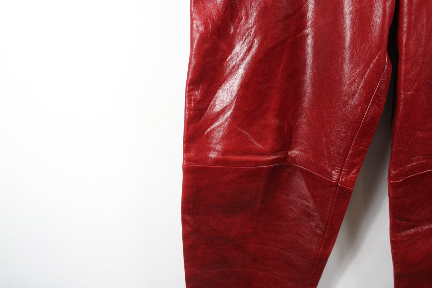 Vintage Red Leather Pants - 80s High Waist Trousers