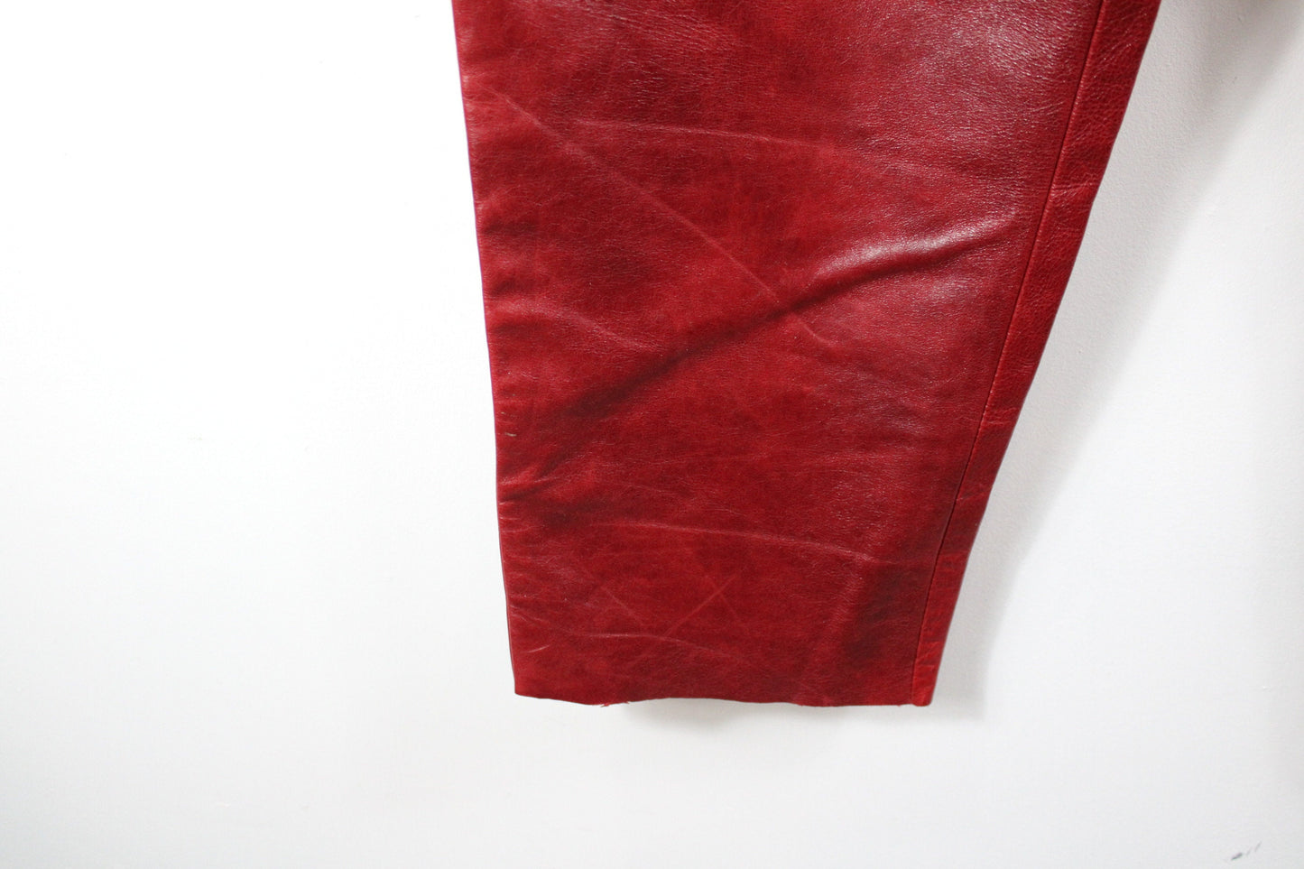 Vintage Red Leather Pants - 80s High Waist Trousers