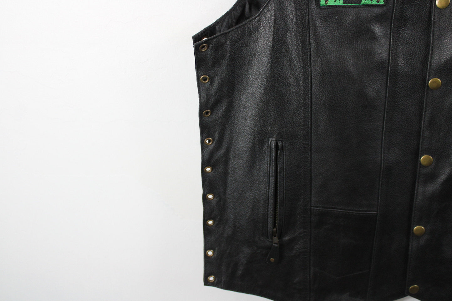 Vintage Event Biker Leather Vest | Men's Motorcycle Vest | Black Leather Vest