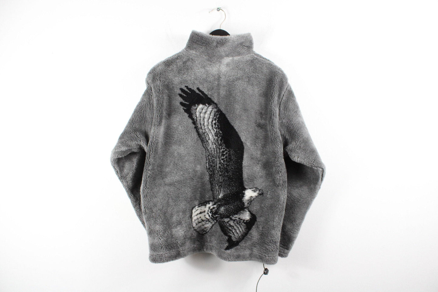 Bird animal sweater / vintage 90s-2000s fleece zip-up hoody / y2k graphic hoodie