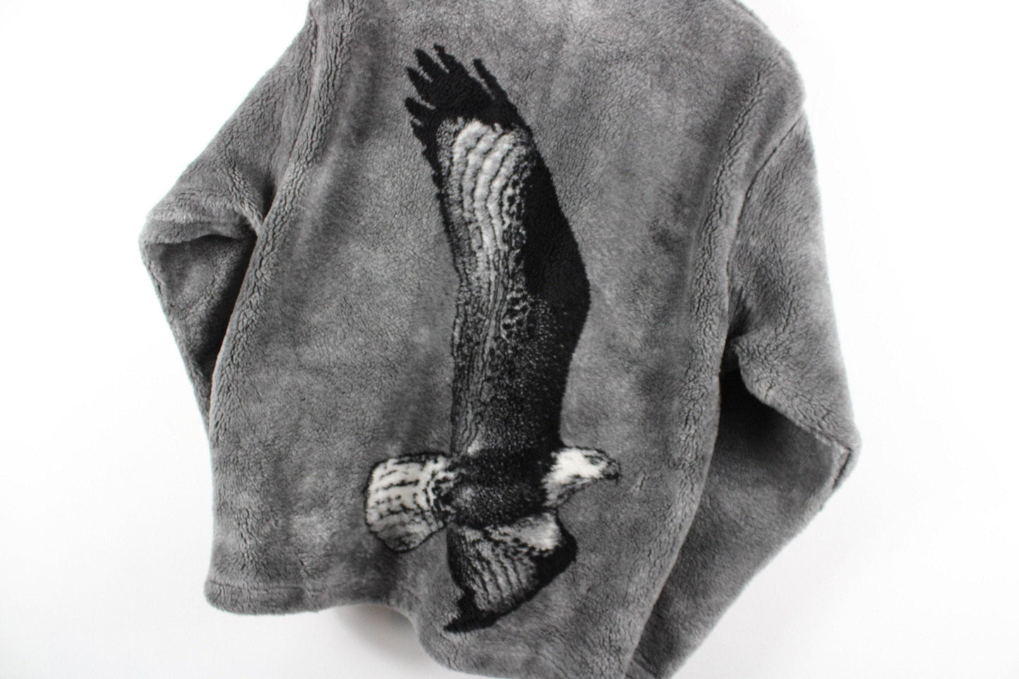 Bird animal sweater / vintage 90s-2000s fleece zip-up hoody / y2k graphic hoodie