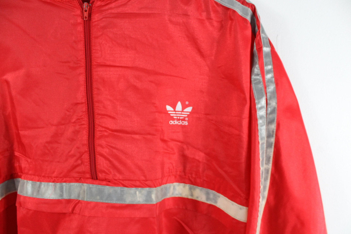 Vintage adidas windbreaker / neon anorak zip-up shell jacket / 1970s hip hop clothing / streetwear