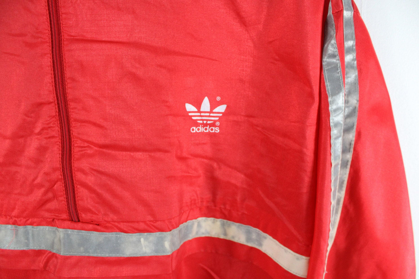 Vintage adidas windbreaker / neon anorak zip-up shell jacket / 1970s hip hop clothing / streetwear