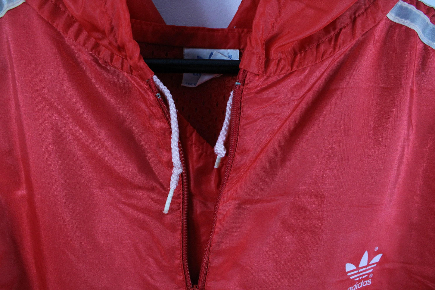 Vintage adidas windbreaker / neon anorak zip-up shell jacket / 1970s hip hop clothing / streetwear