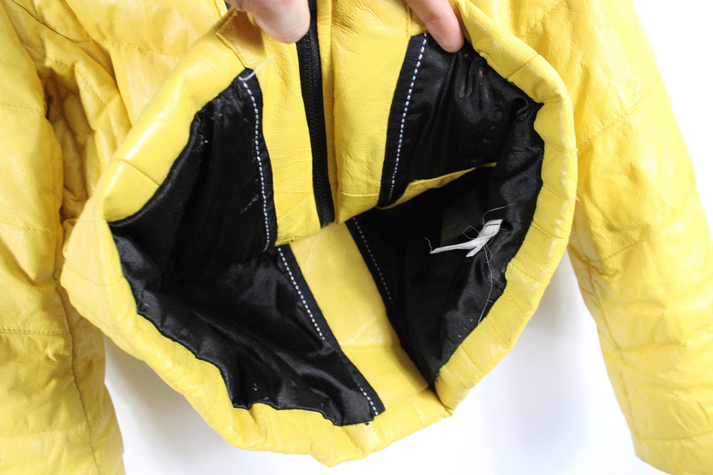 Danier leather puffer jacket / vintage yellow bomber coat /  1980's / 90's clothing