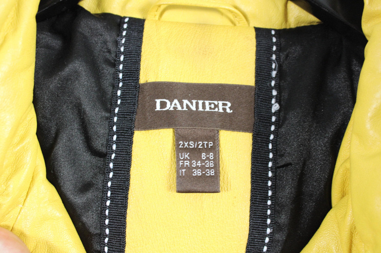 Danier leather puffer jacket / vintage yellow bomber coat /  1980's / 90's clothing