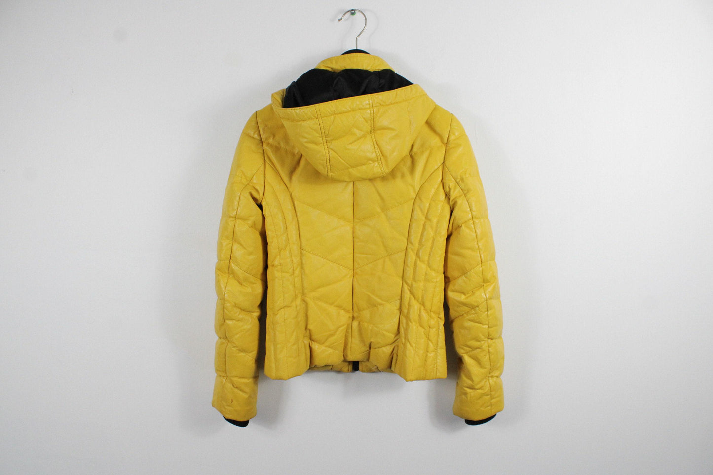 Danier leather puffer jacket / vintage yellow bomber coat /  1980's / 90's clothing