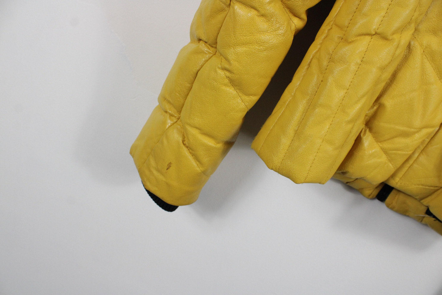 Danier leather puffer jacket / vintage yellow bomber coat /  1980's / 90's clothing