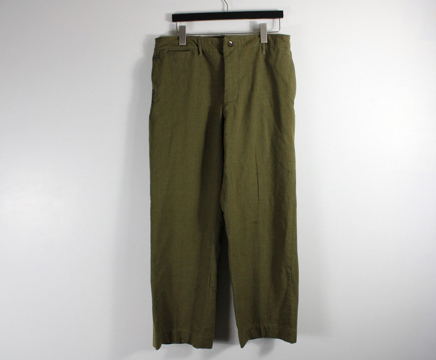 Vintage wool camo-pants / military green camouflage combat trouser / 50s-60s army fatigue / surplus clothing