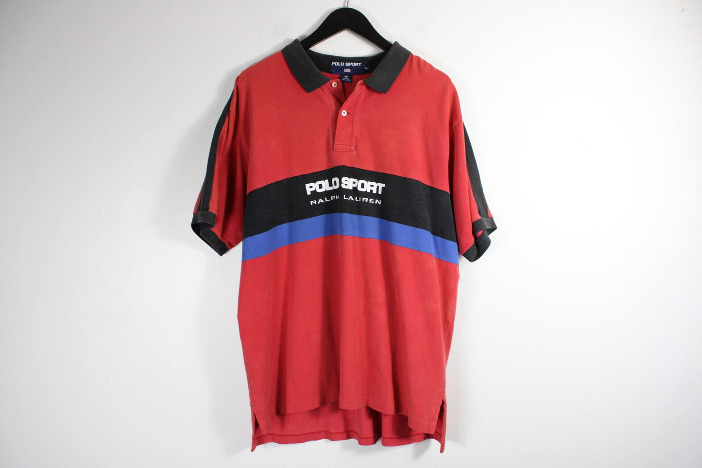 Polo-sport rugby shirt / 90s vintage ralph-lauren stripe top / hip hop clothing / streetwear